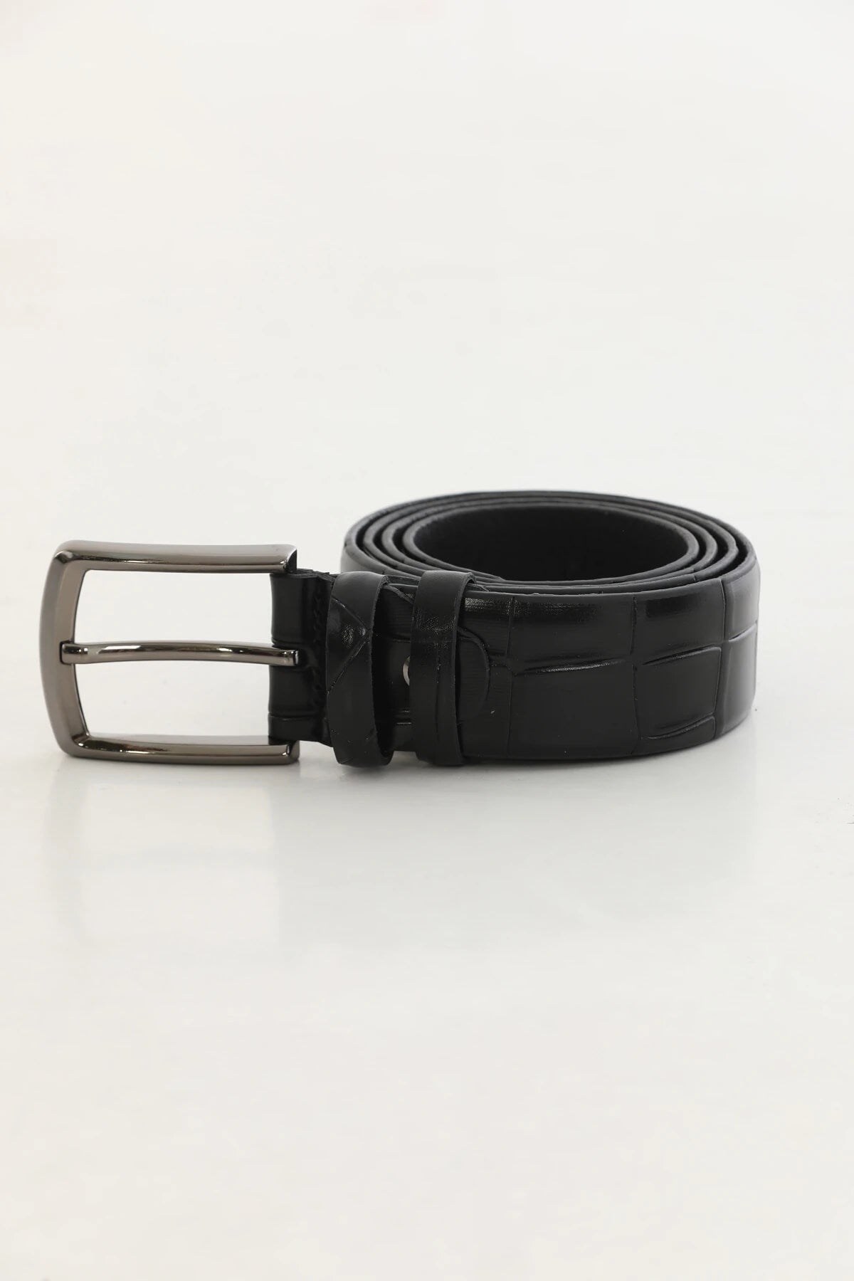 BLACK GENUINE CROCODILE LEATHER BELT