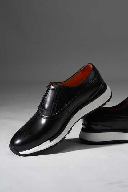 Black Brogue Sneakers for Men by HolloShoe