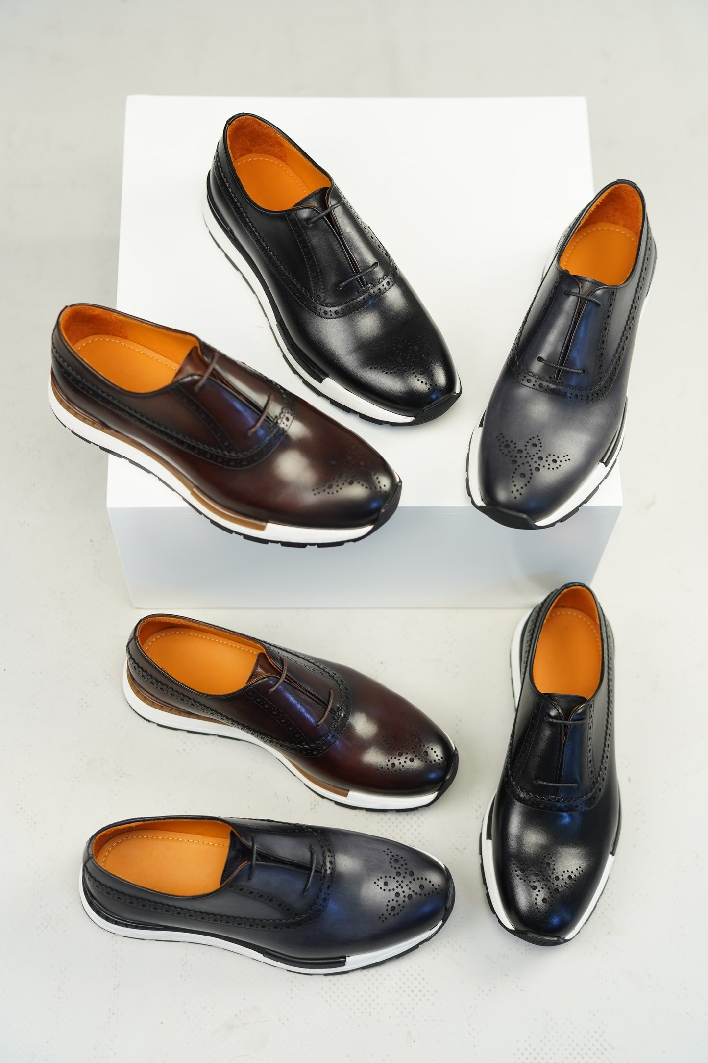 Black Brogue Sneakers for Men by HolloShoe