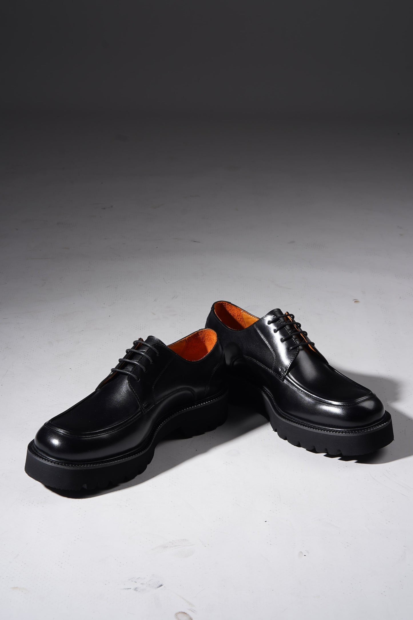 HolloShoe Black Leather Chunky Derby Shoes