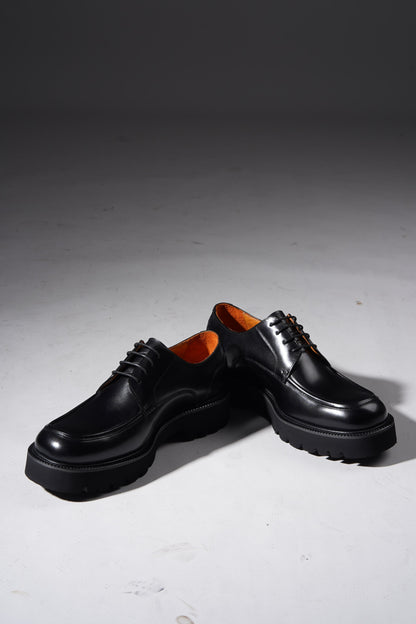 HolloShoe Black Leather Chunky Derby Shoes