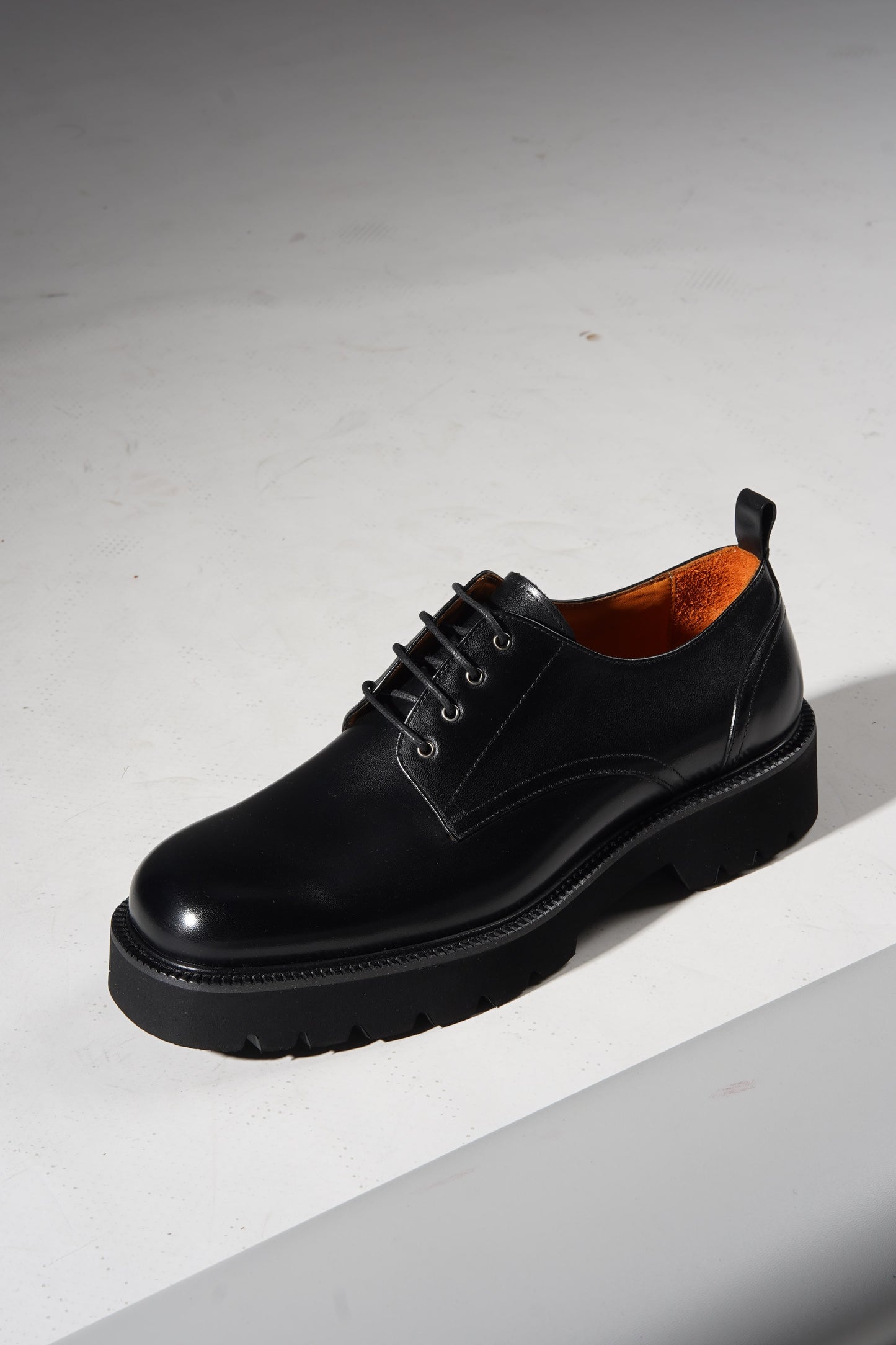 Black Leather Modern Derby Shoes for the Urban Explorer