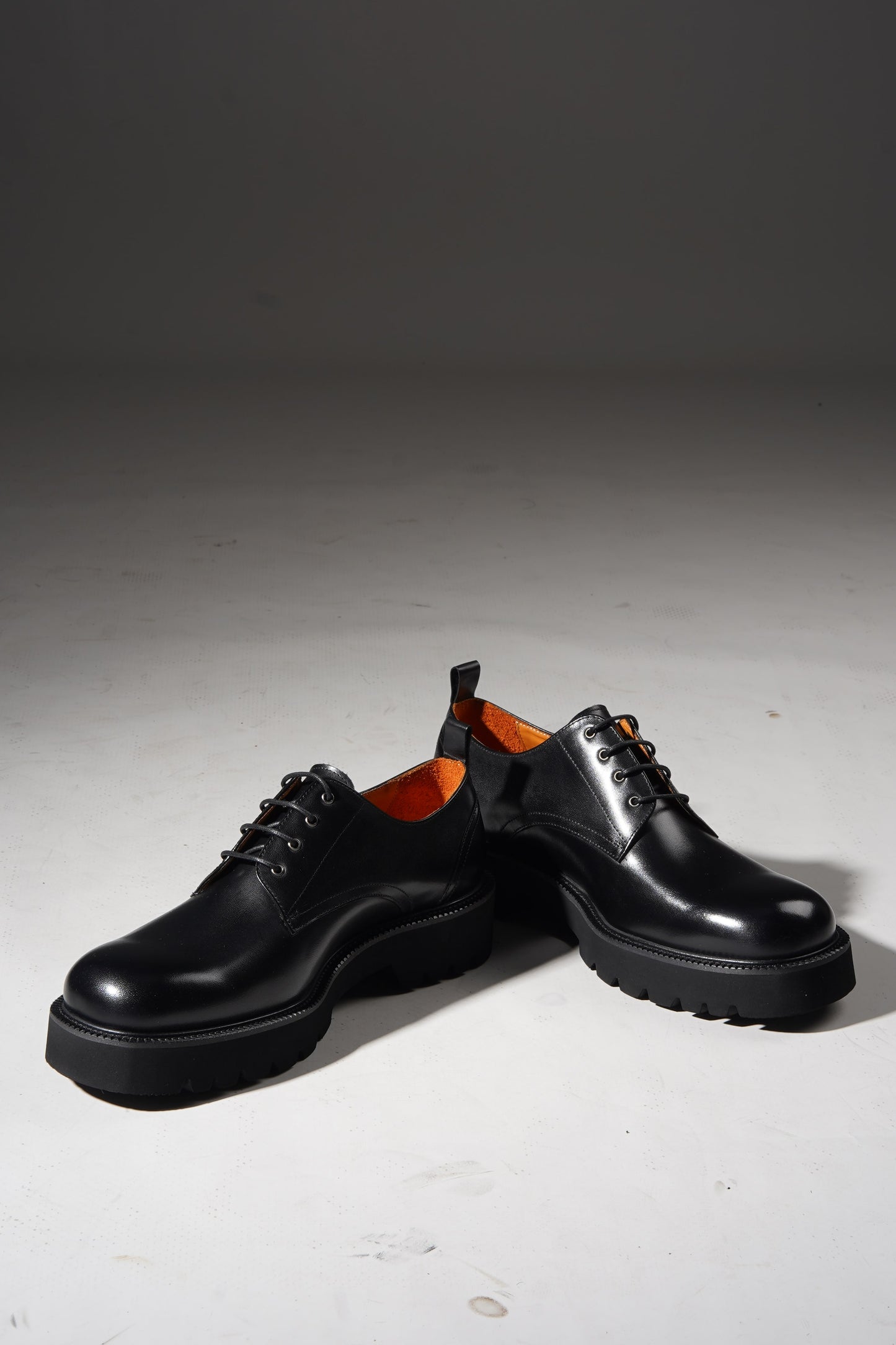 Black Leather Modern Derby Shoes for the Urban Explorer