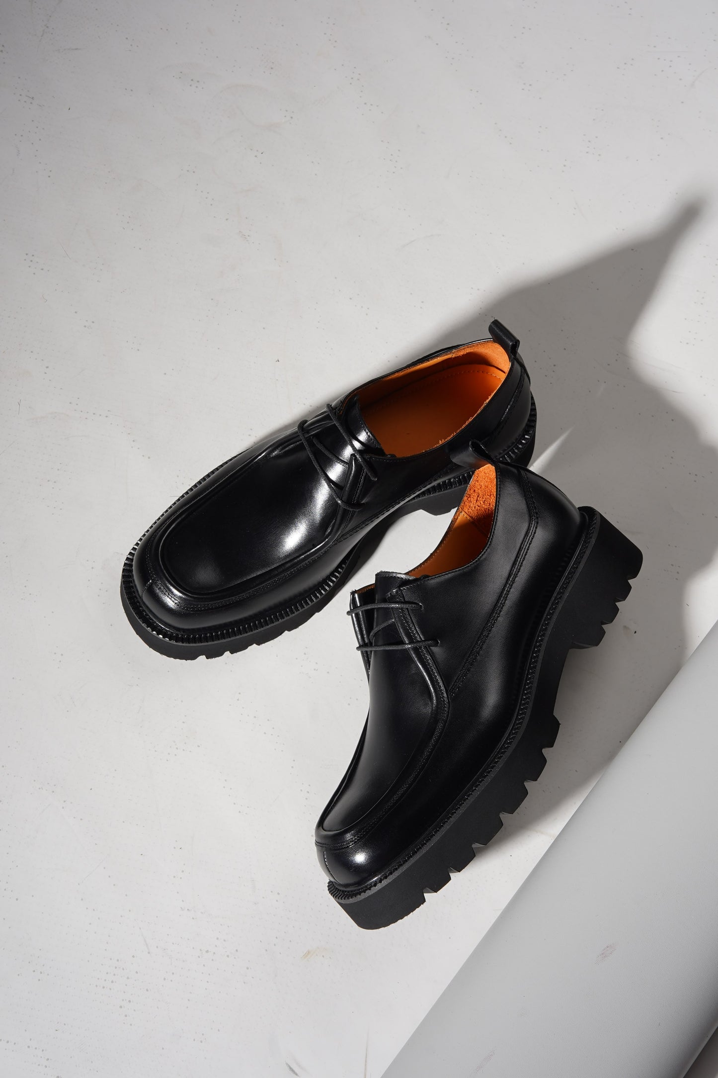 Black Premium Leather Split-Toe Derby Shoes for Men