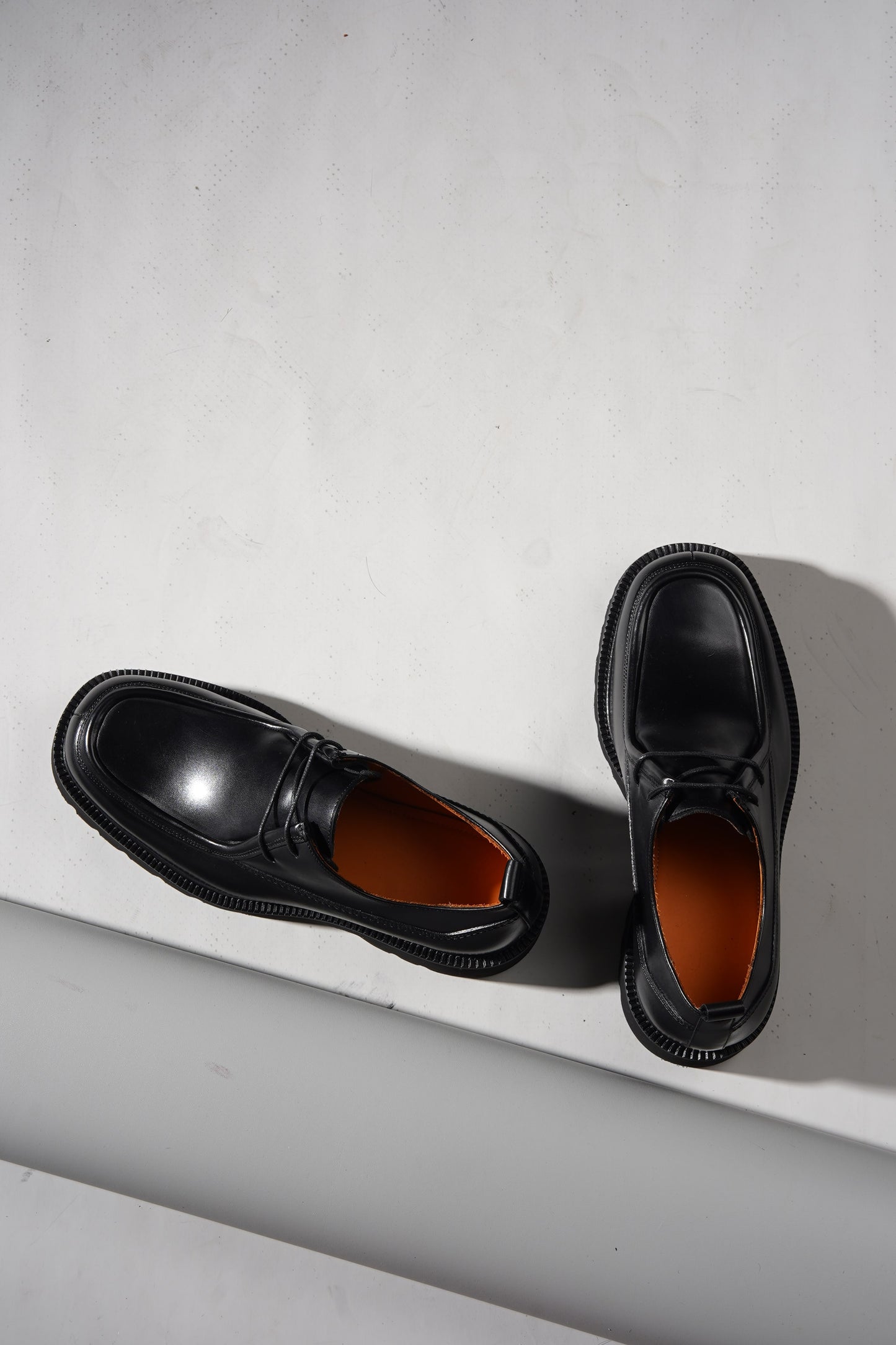 Black Premium Leather Split-Toe Derby Shoes for Men