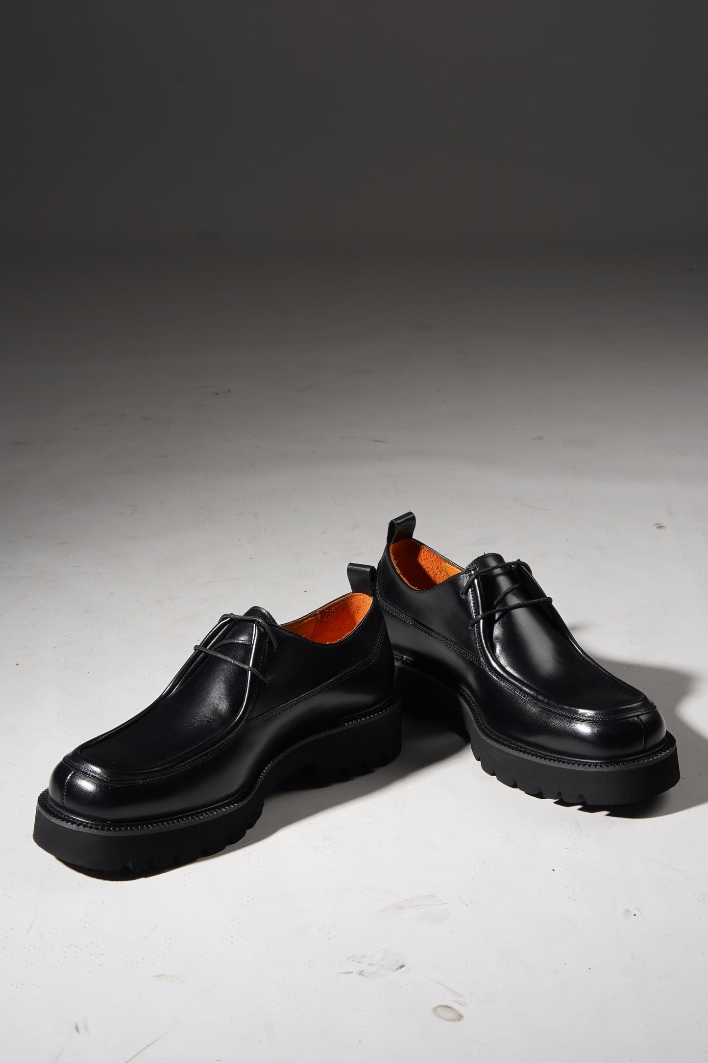 Black Premium Leather Split-Toe Derby Shoes for Men