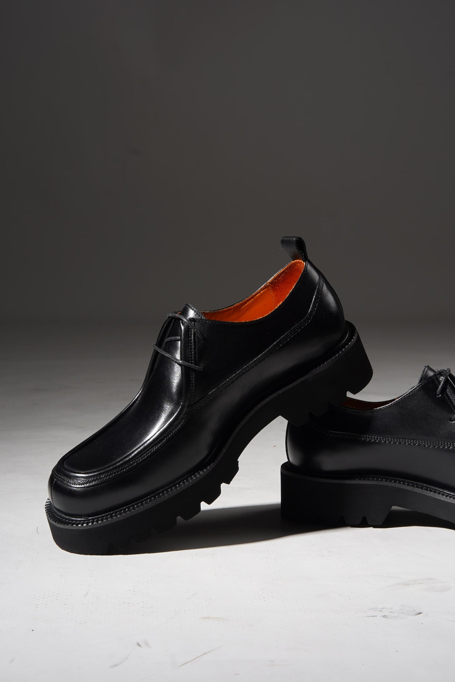Black Premium Leather Split-Toe Derby Shoes for Men