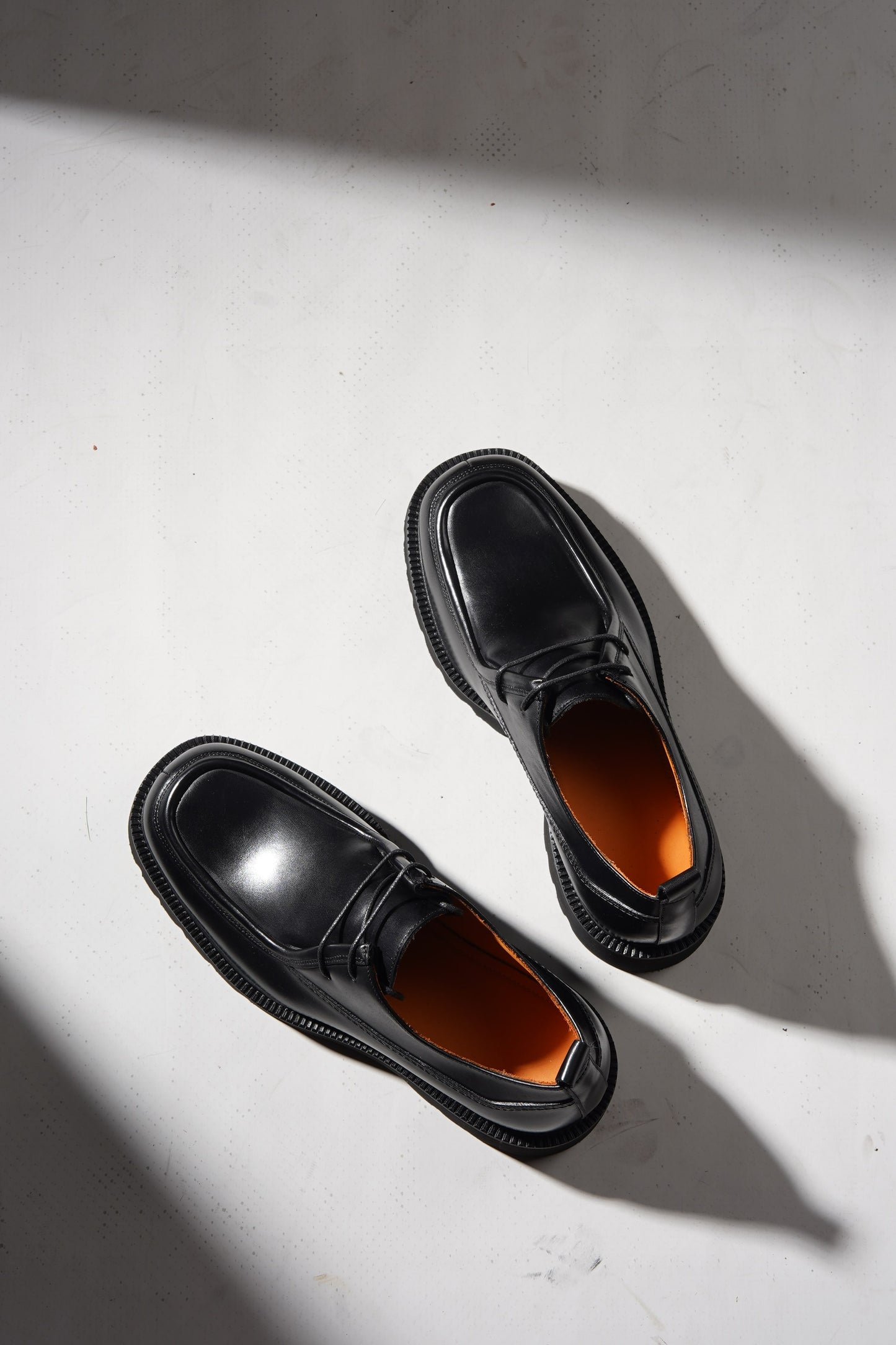 Black Premium Leather Split-Toe Derby Shoes for Men