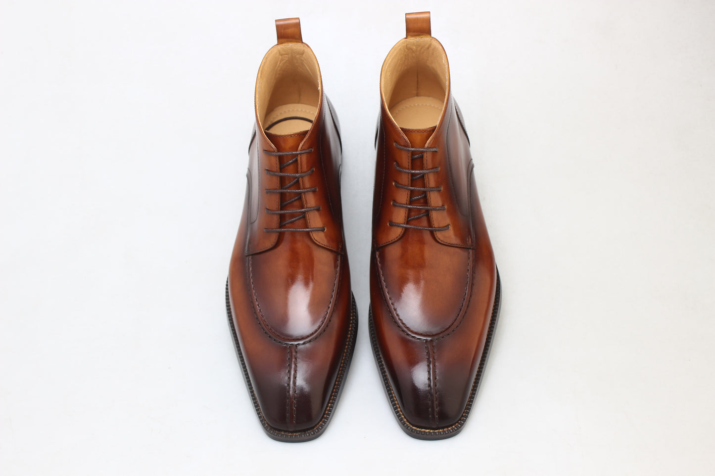 Men's Ankle-High Boots in a Rich Cognac Brown