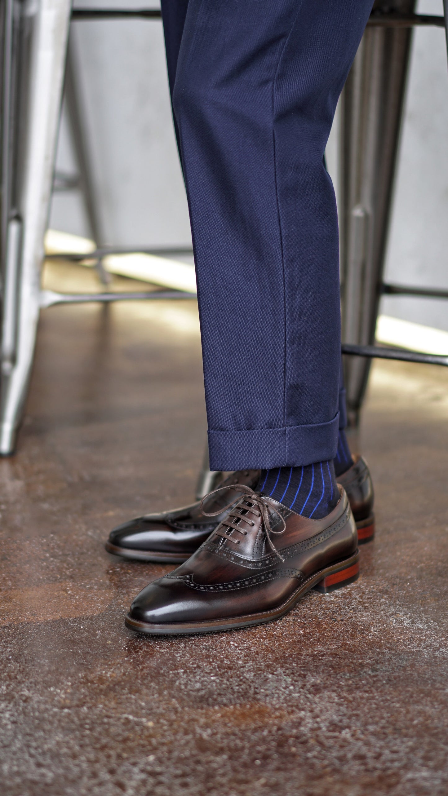 Brown Patina Wingtip Oxford Shoes