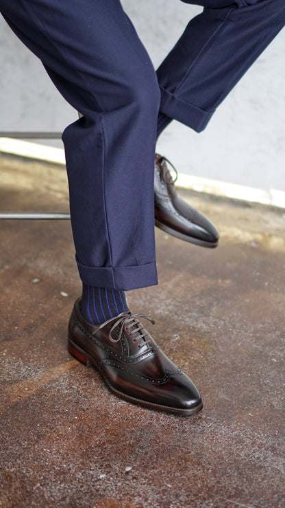 Brown Patina Wingtip Oxford Shoes