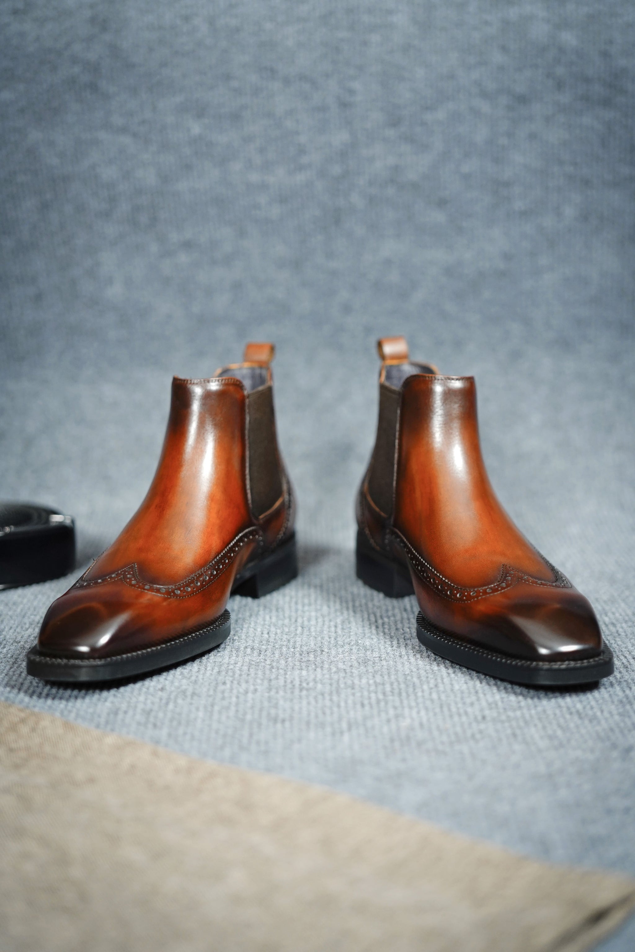 Modern Brown Leather Brogue Dress Chelsea Boots – HolloShoe