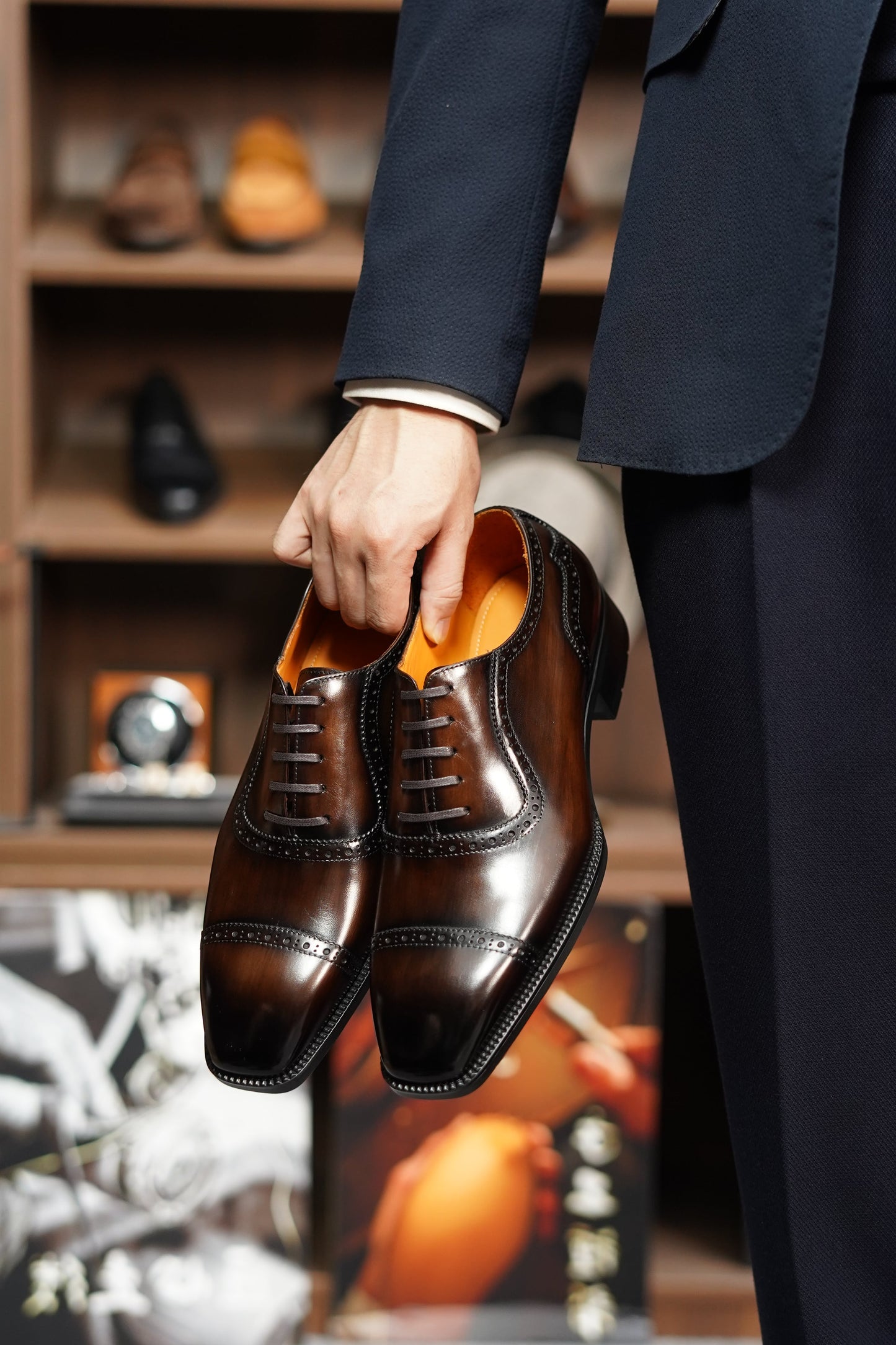 The Heritage Brown Burnished Cap-Toe Oxford Brogues