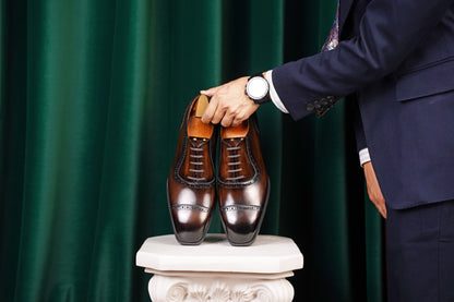 The Heritage Brown Burnished Cap-Toe Oxford Brogues
