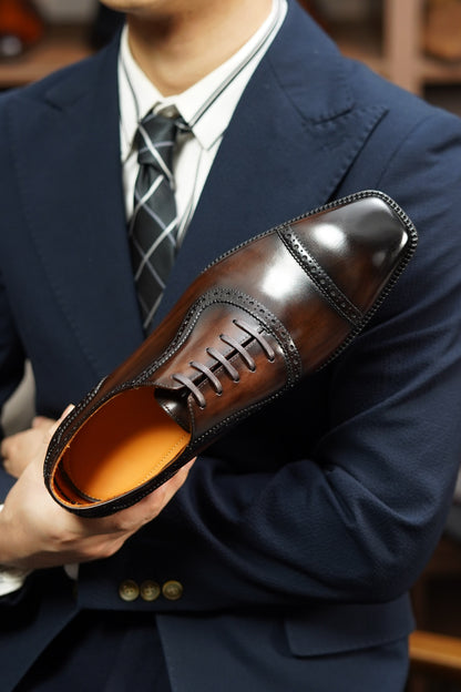 The Heritage Brown Burnished Cap-Toe Oxford Brogues