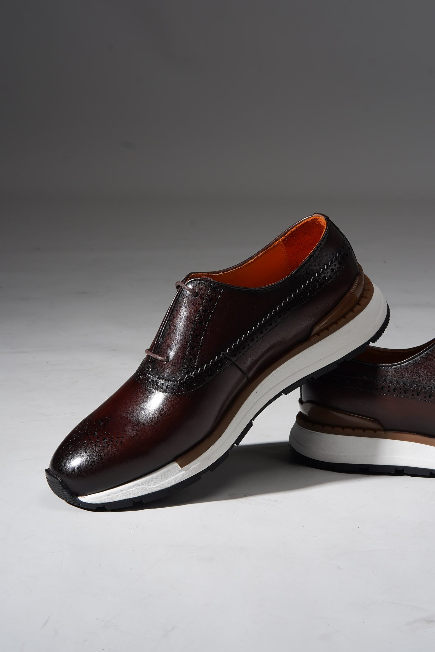 Brown Leather Brogue Hybrid Sneakers for the Modern Professional