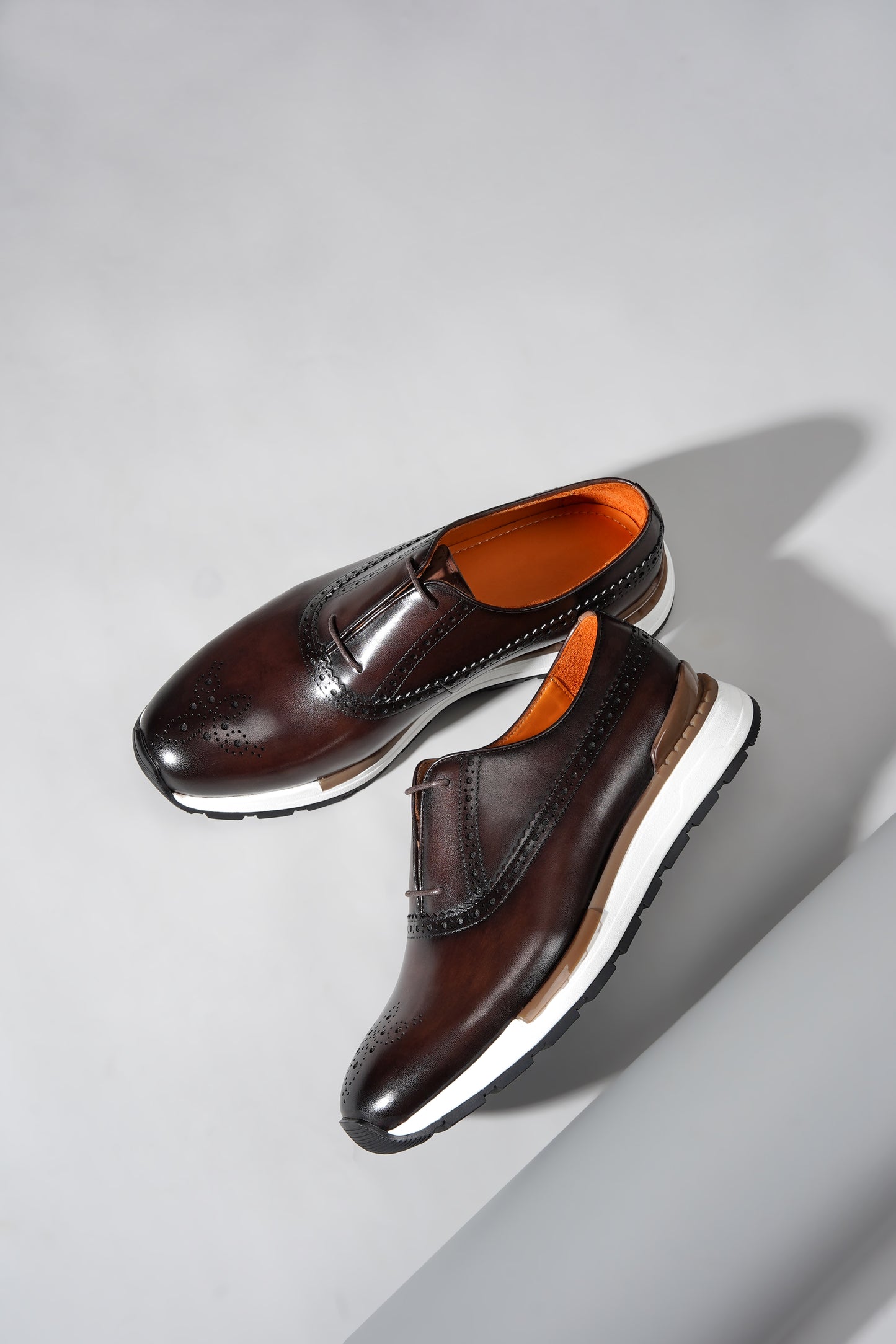 Brown Leather Brogue Hybrid Sneakers for the Modern Professional