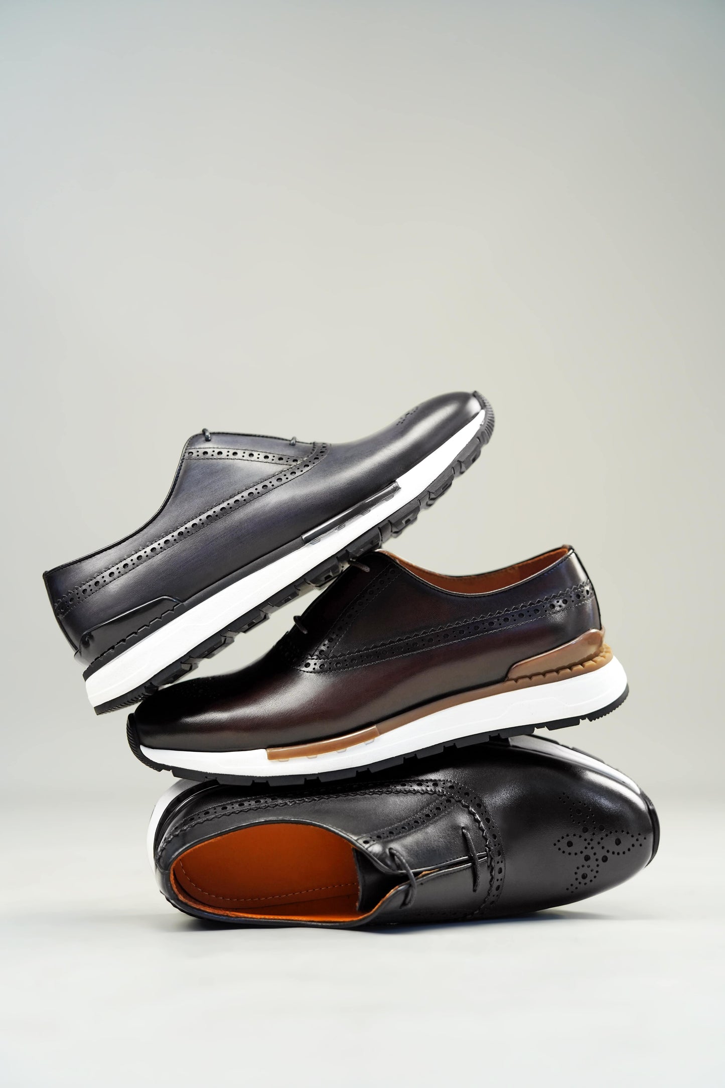 Brown Leather Brogue Hybrid Sneakers for the Modern Professional