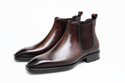 Handcrafted Brown Leather Chelsea Boots