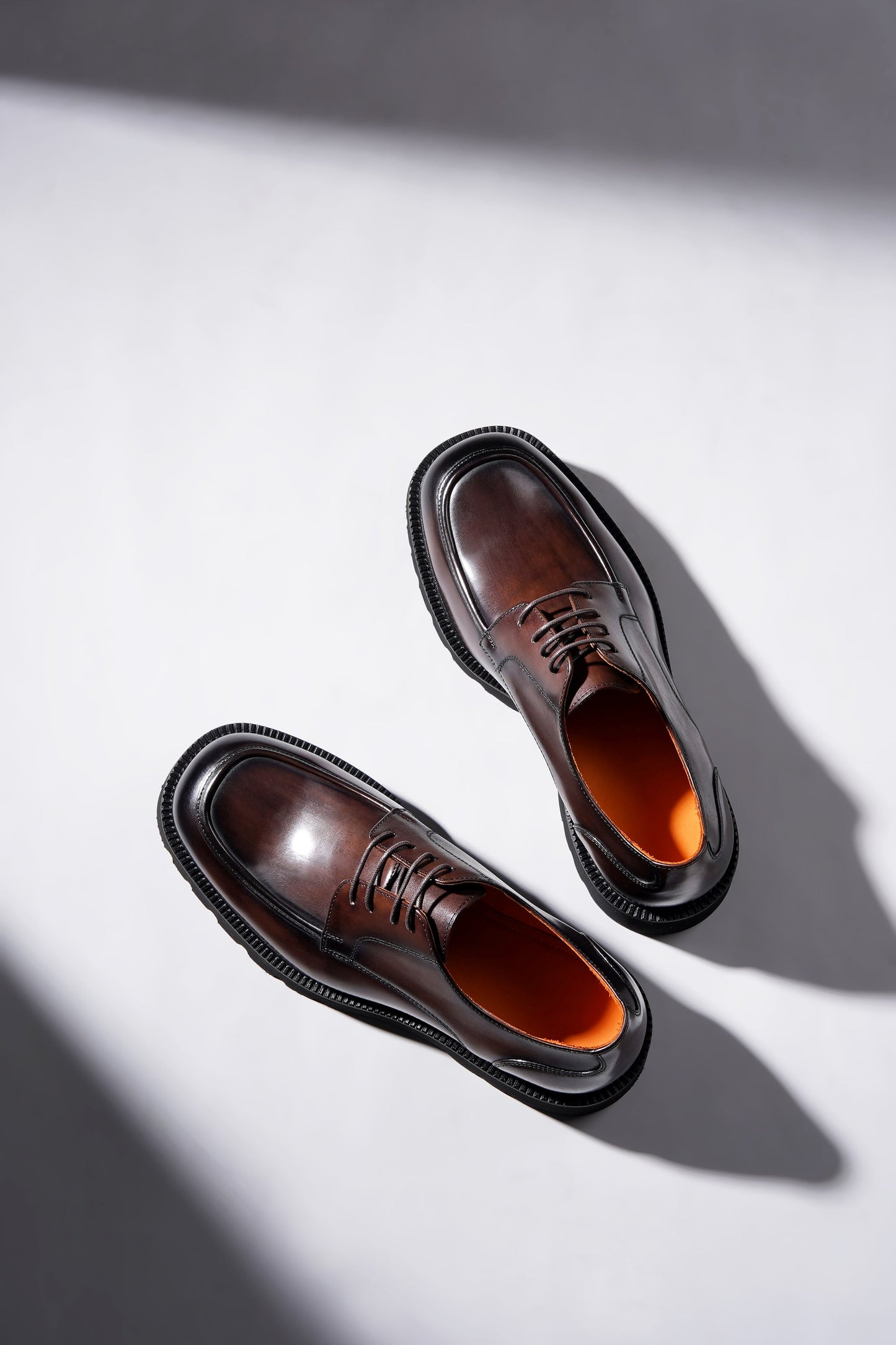 HolloShoe Brown Leather Chunky Derby Shoes