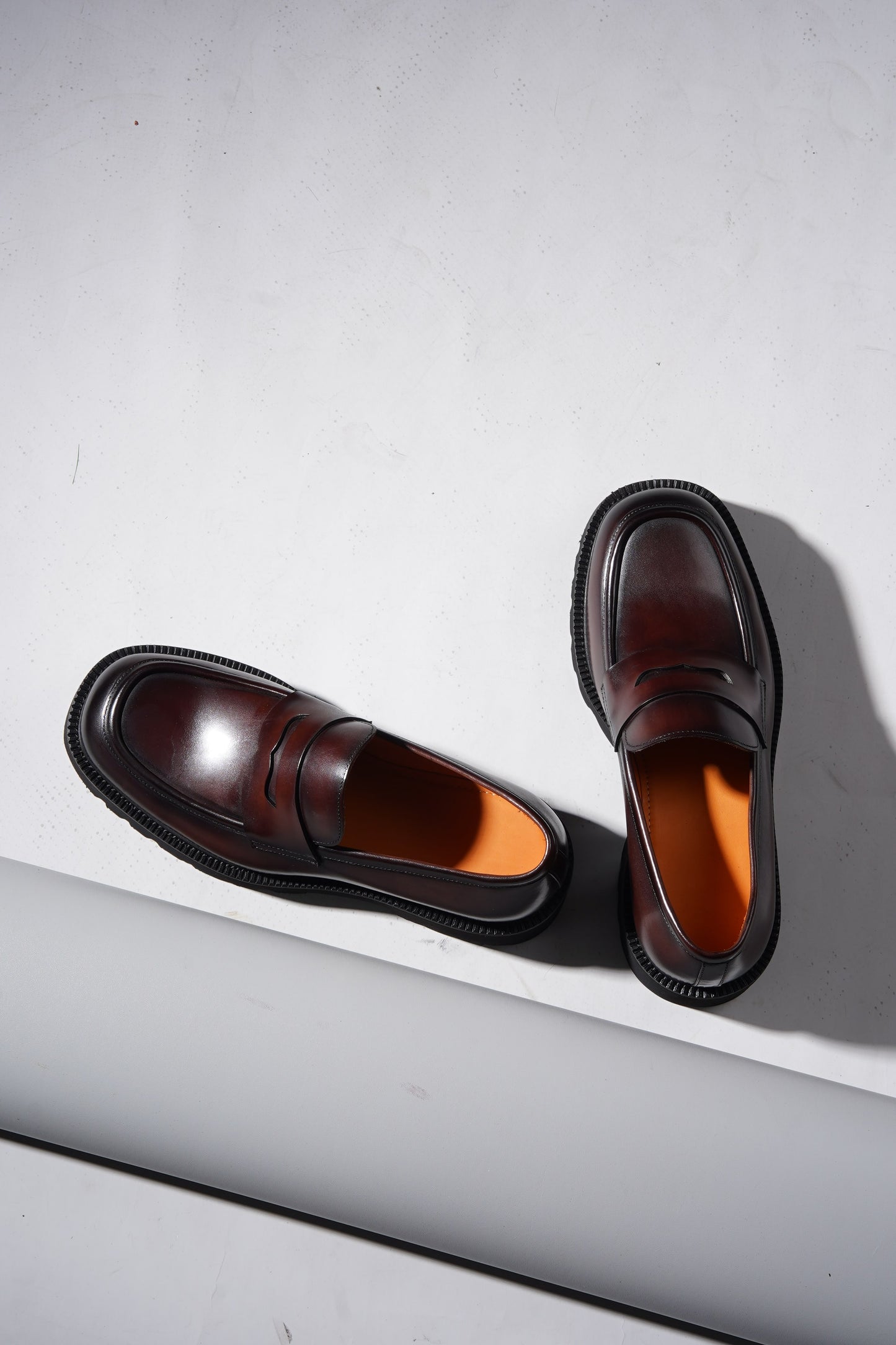 Brown Leather Eva Sole Penny Loafers for Men