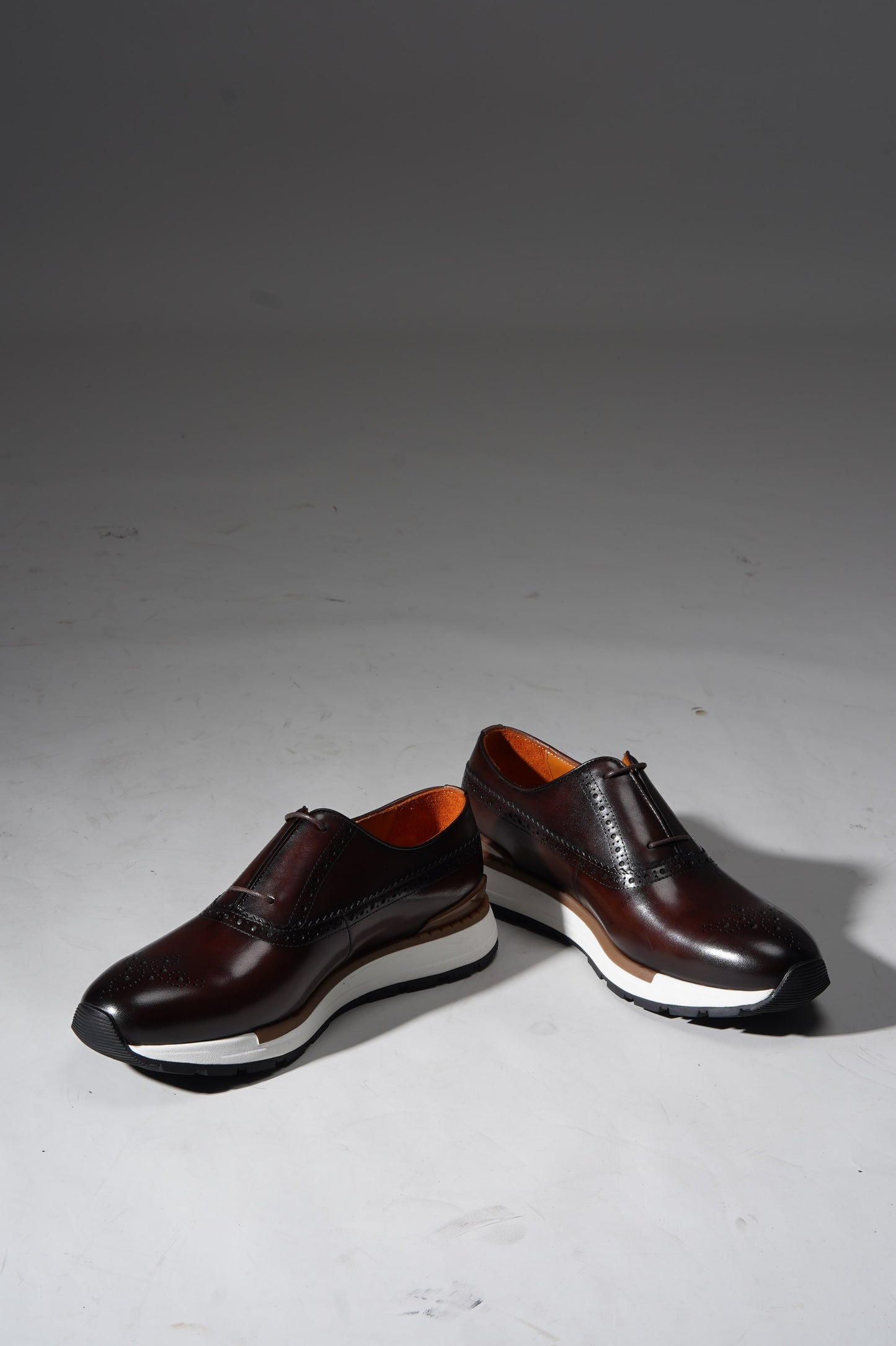 Brown Leather Brogue Hybrid Sneakers for the Modern Professional