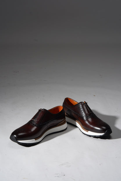 Brown Leather Brogue Hybrid Sneakers for the Modern Professional