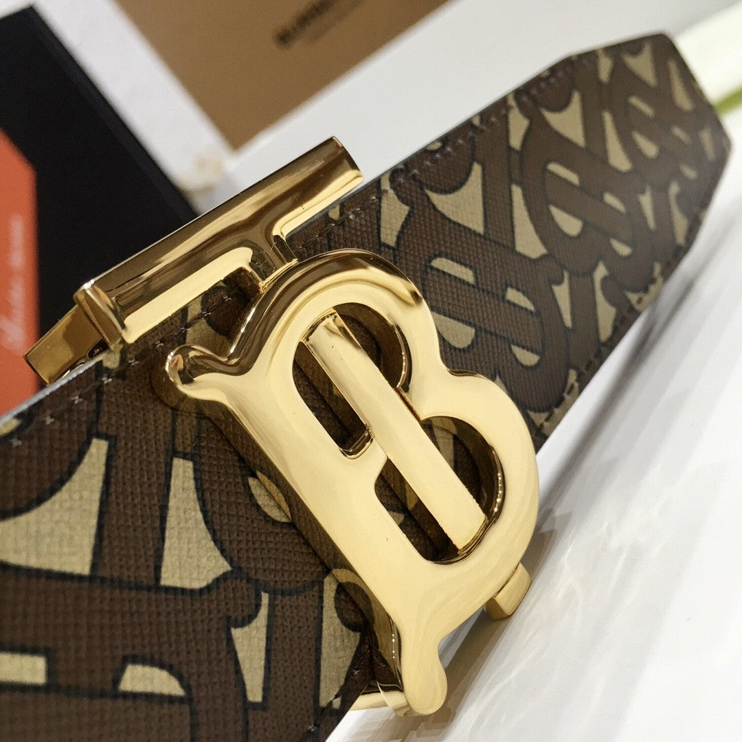 Burberry Brown Bridle Monogram Coated Canvas TB Buckle Belt