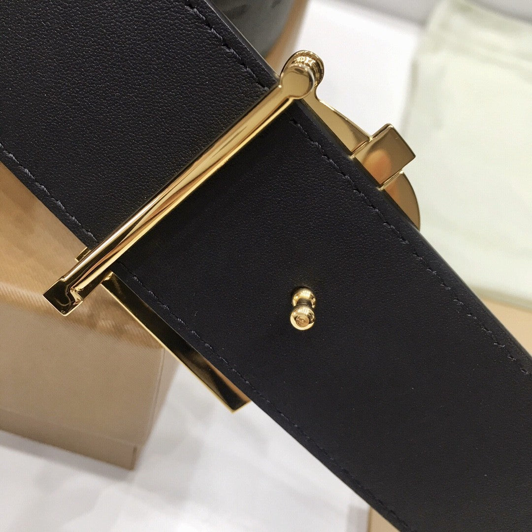 Burberry Brown Bridle Monogram Coated Canvas TB Buckle Belt