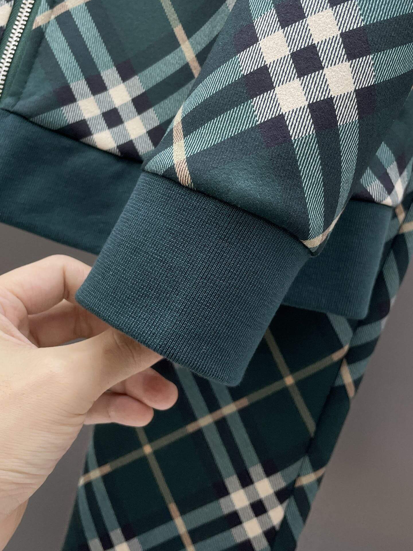 Burberry Diagonal Check Technical Jersey Tracksuit Dark Green