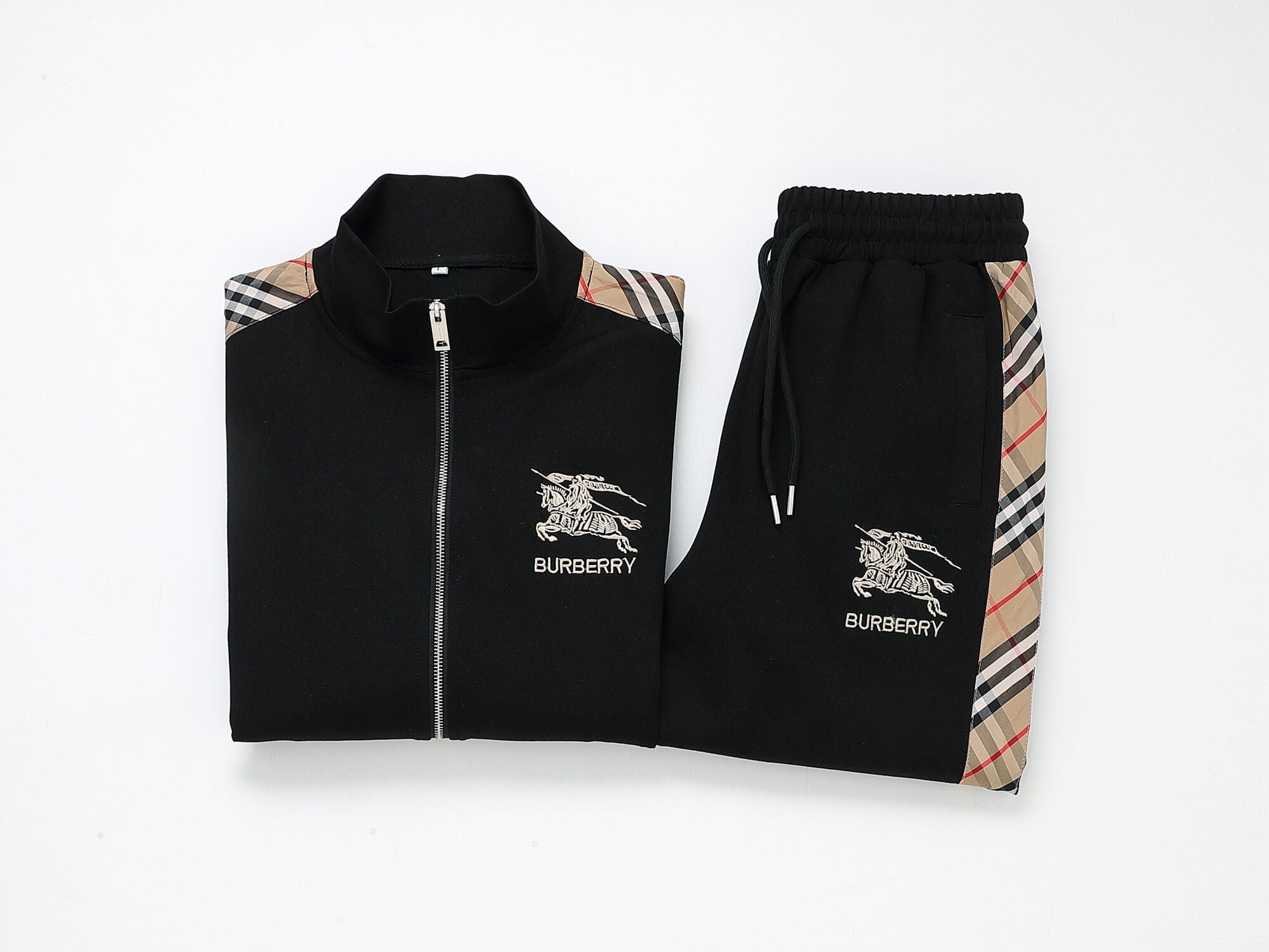 Burberry Vintage Check Tape EKD Technical Tracksuit Black – HolloShoe