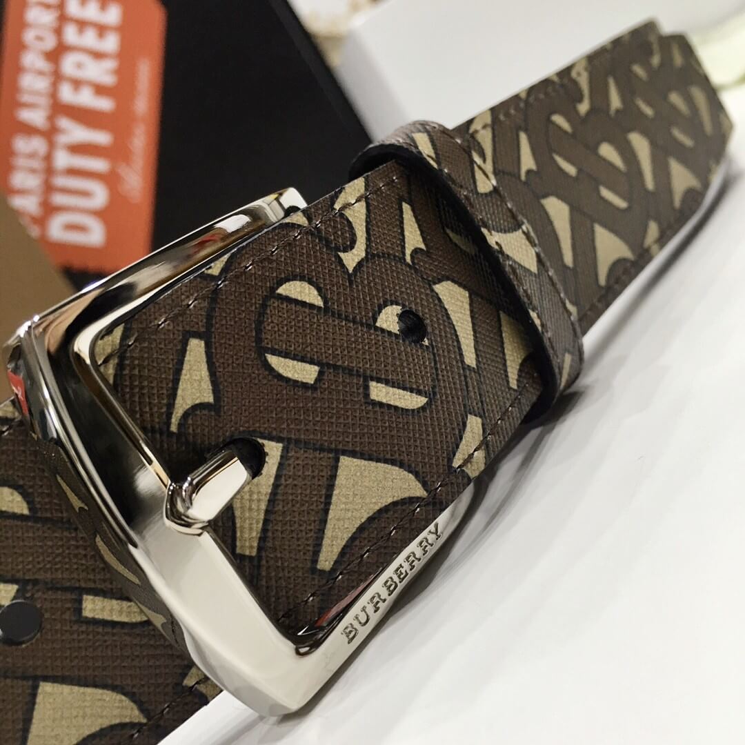 Burberry Brown TB Monogram Coated Canvas Buckle Belt – HolloShoe