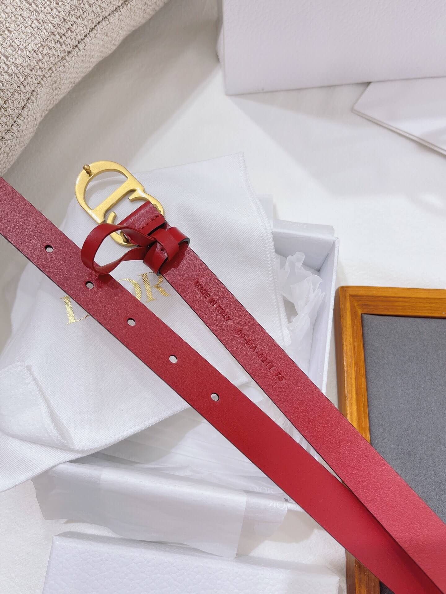 CHRISTIAN DIOR CD Buckle Leather Belt in Red – HolloShoe