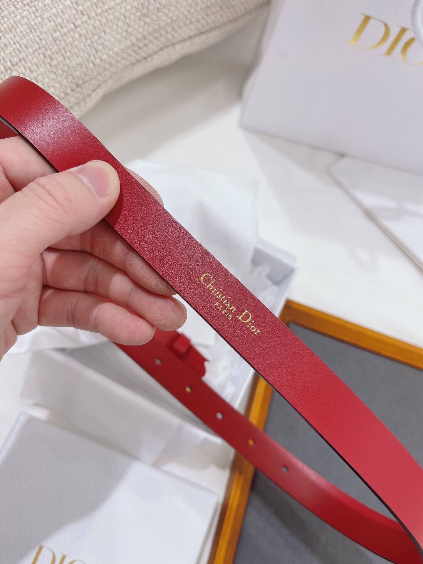 CHRISTIAN DIOR CD Buckle Leather Belt in Red – HolloShoe