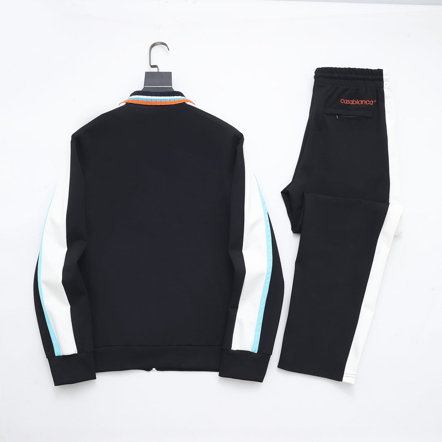 Casablanca Piqué Tracksuit Set - White & Black Tennis Knit Zip Jacket & Pants