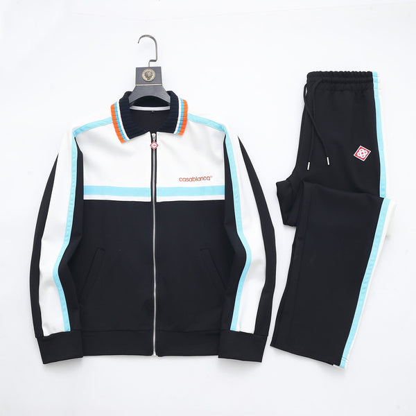 Casablanca Piqué Tracksuit Set - White & Black Tennis Knit Zip