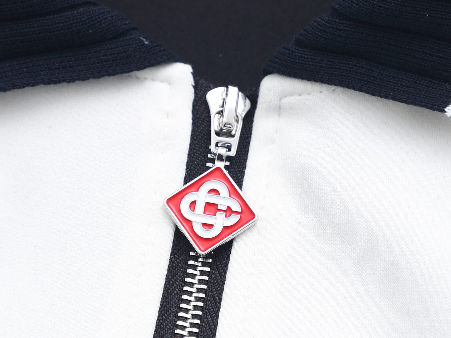 Casablanca Piqué Tracksuit Set - White & Black Tennis Knit Zip Jacket & Pants