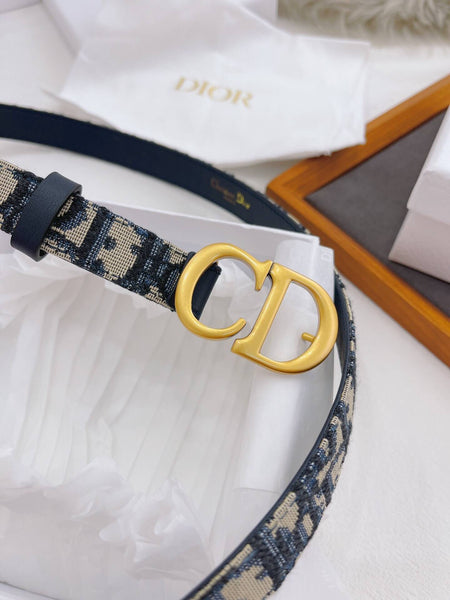 Christian Dior 30 Montaigne Reversible Belt in Blue Smooth