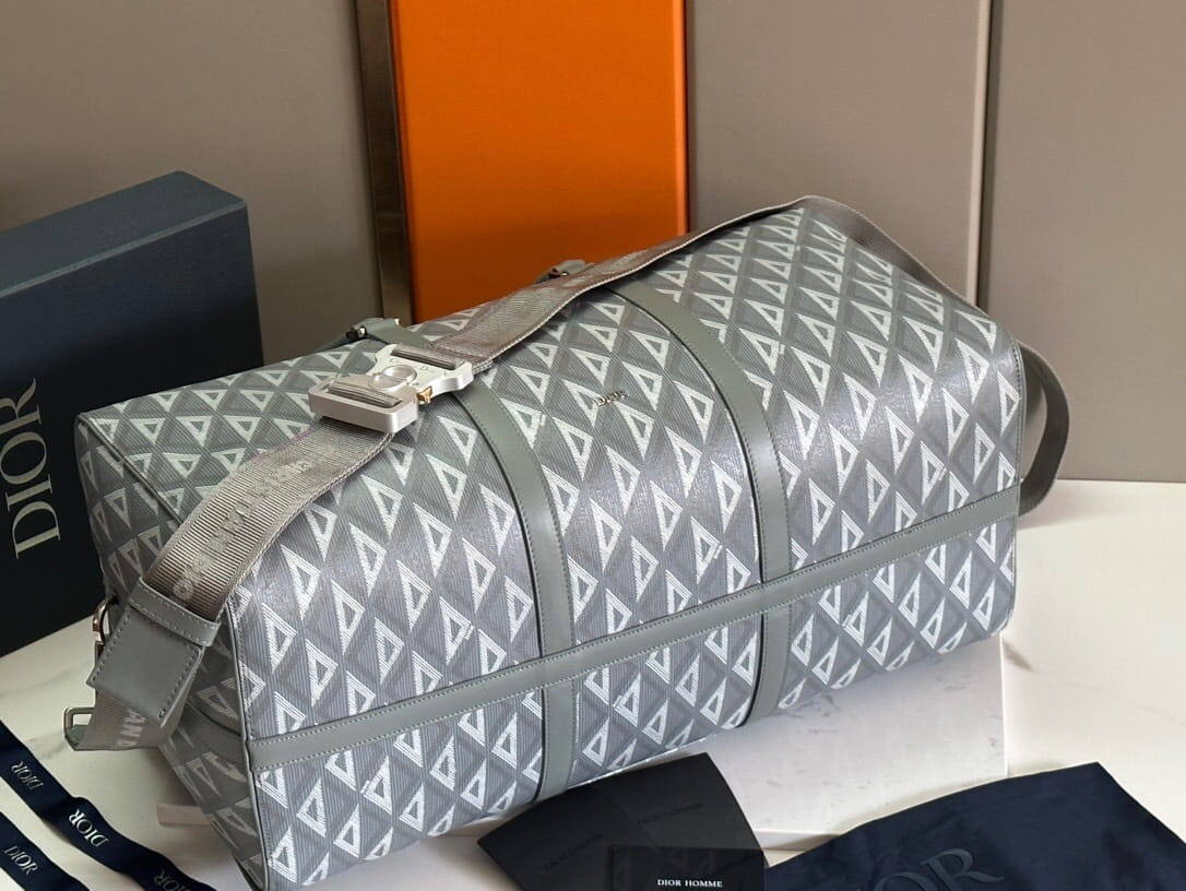 Christian Dior Men's CD Diamond Lingot 50 Bag - Dior Gray Coated Canvas Travel Duffle