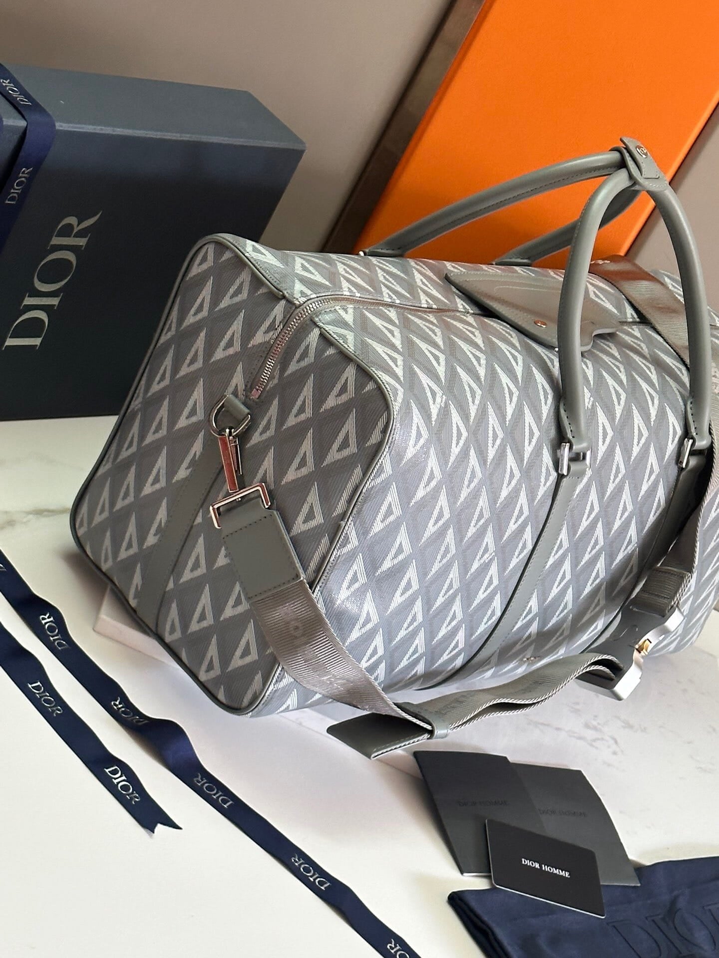 Christian Dior Men's CD Diamond Lingot 50 Bag - Dior Gray Coated Canvas Travel Duffle