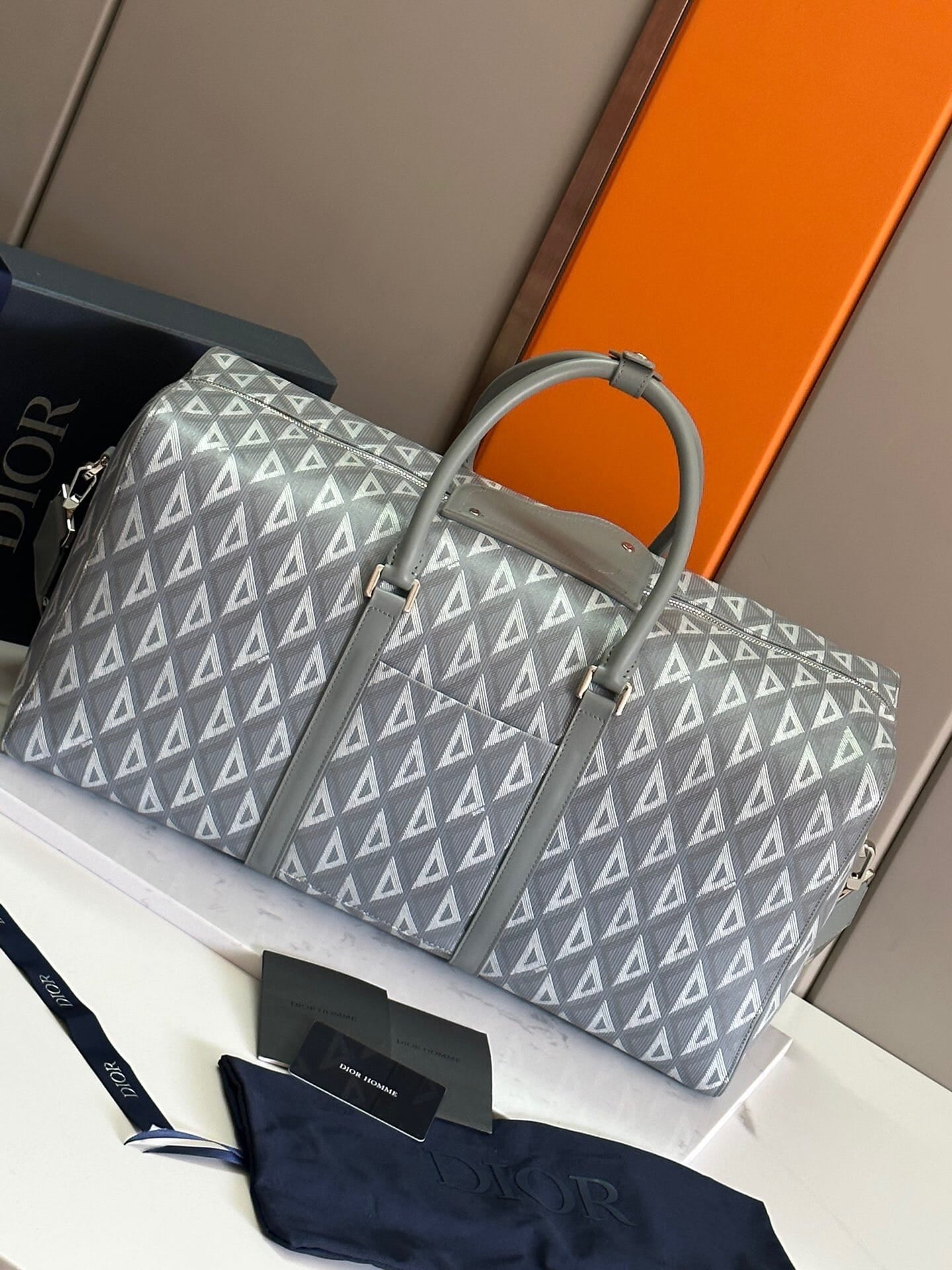 Christian Dior Men's CD Diamond Lingot 50 Bag - Dior Gray Coated Canvas Travel Duffle