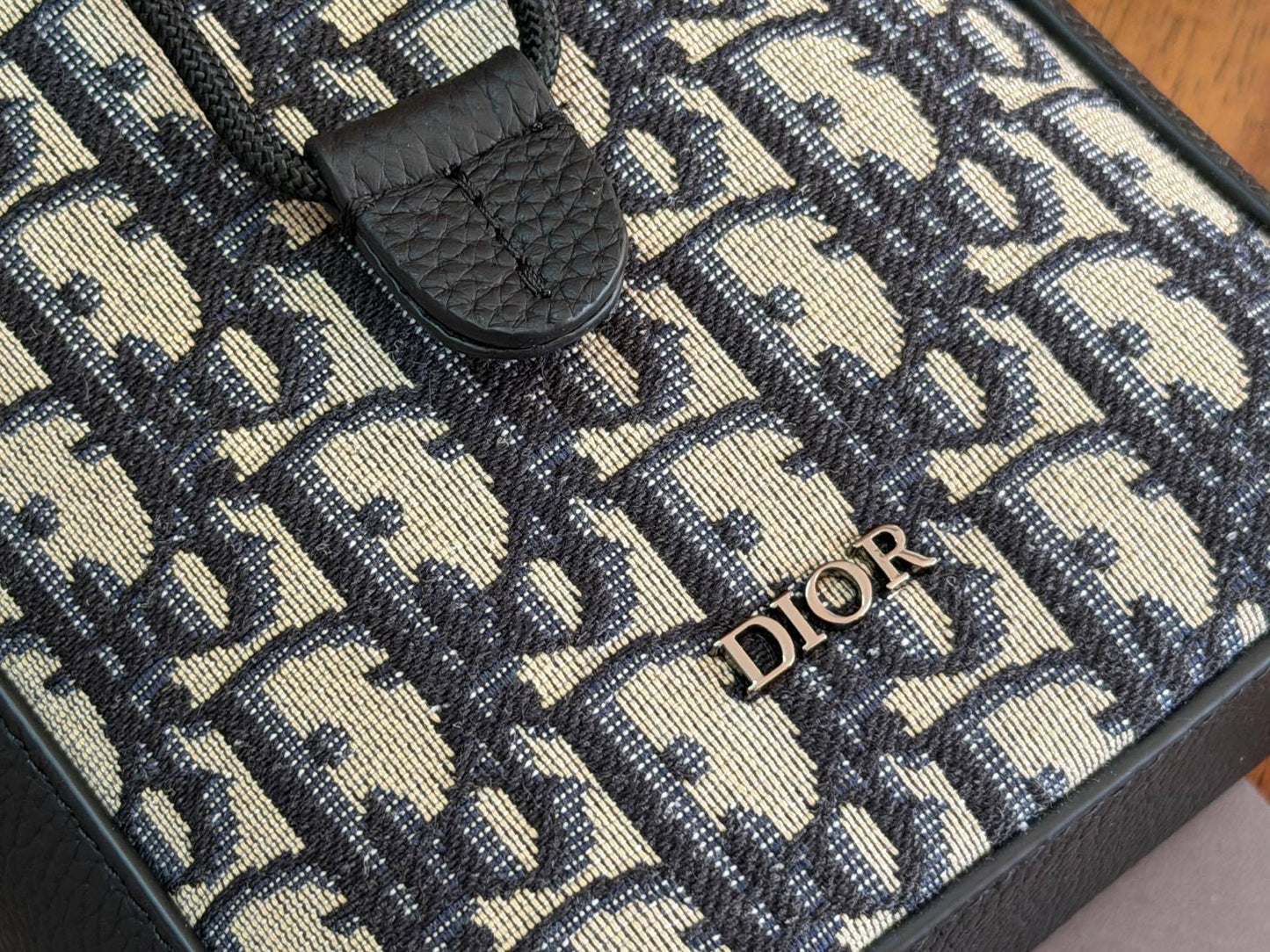 Christian Dior Small Drawstring Backpack - Beige & Black Oblique Jacquard