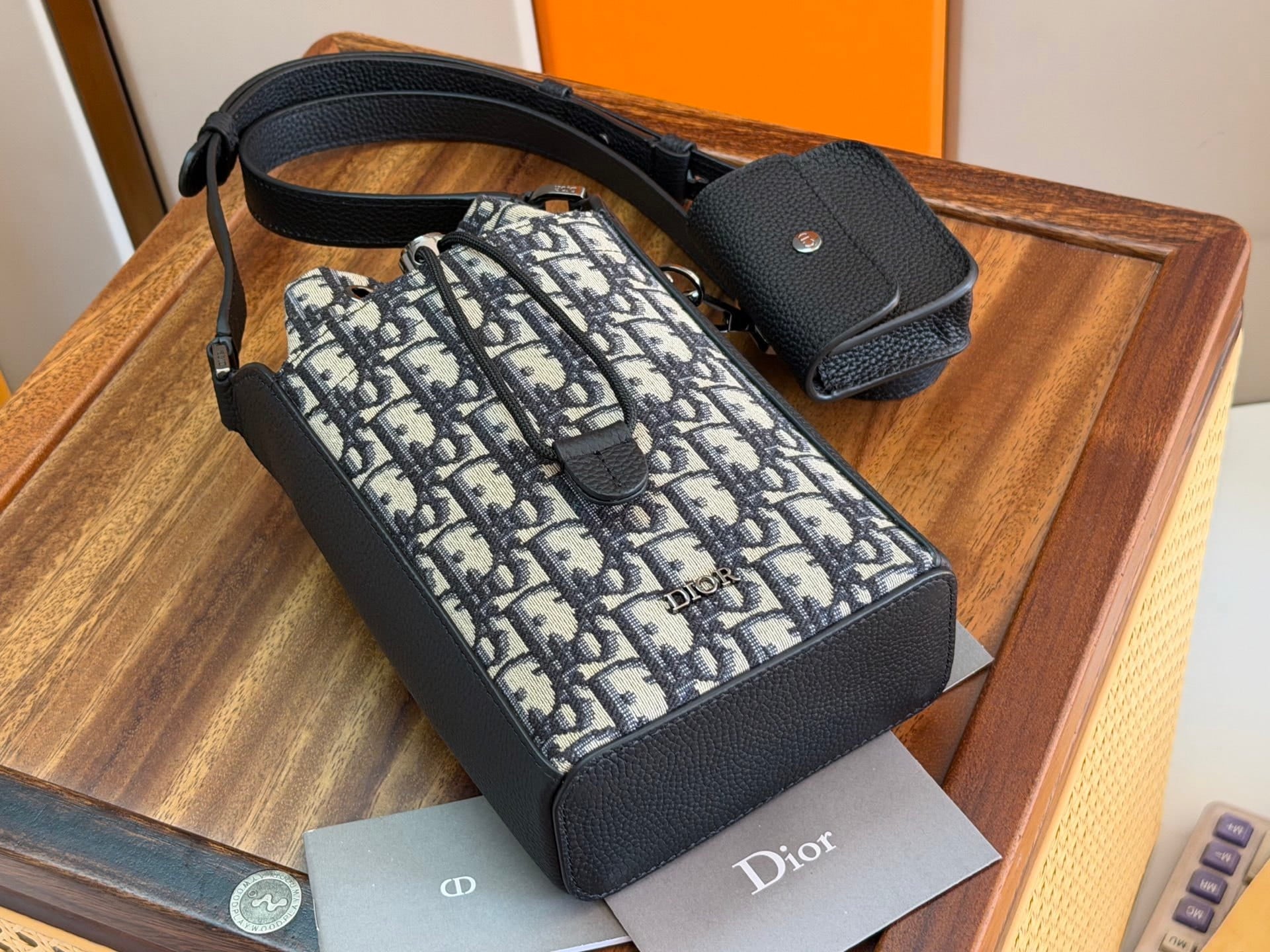 Christian Dior Small Drawstring Backpack - Beige & Black Oblique