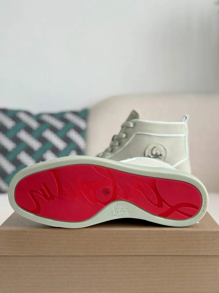 Christian Louboutin Louis High-Top Spikes Sneaker – Light Mint Green Suede