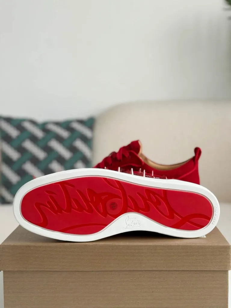 Christian Louboutin Louis Junior Sneaker – Red Suede, Strass Christian Louboutin Louis Junior Sneaker – Red Suede, Strass