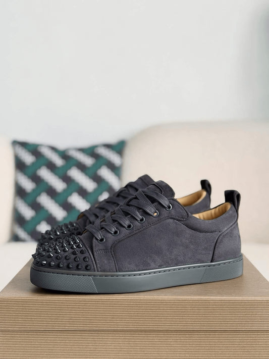 Christian Louboutin Louis Junior Spikes Sneaker – Dark Grey Suede