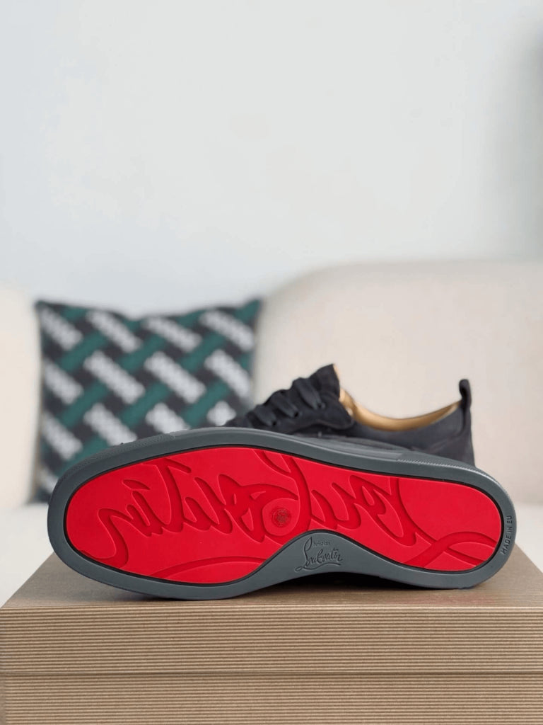 Christian Louboutin Louis Junior Spikes Sneaker – Dark Grey Suede