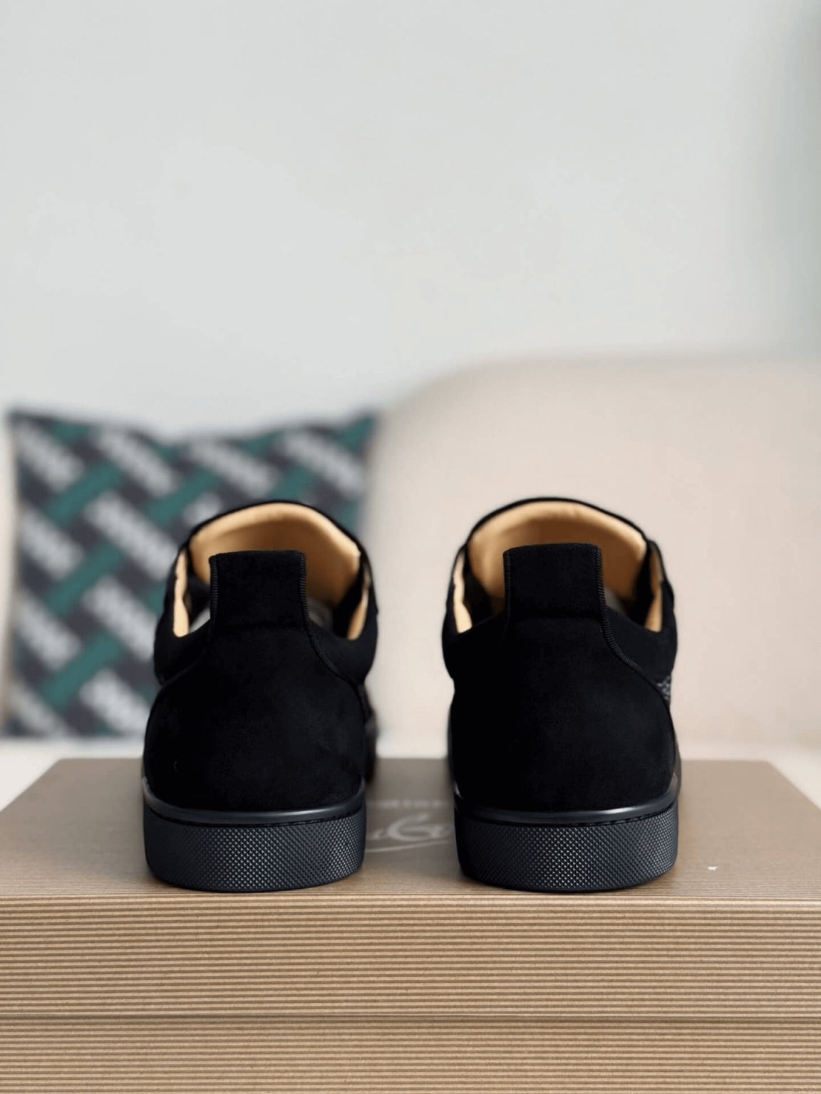 Christian Louboutin Louis Junior Strass Sneaker – All-Black Suede & Crystals