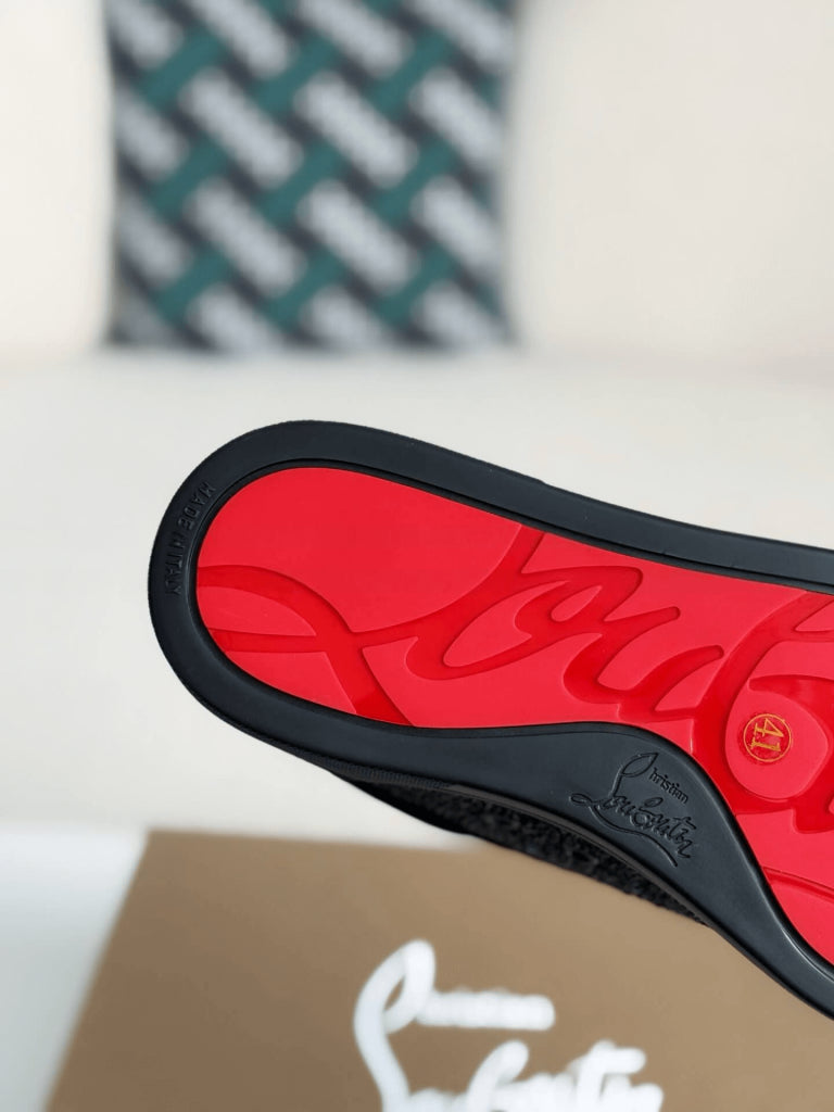 Christian Louboutin Louis Junior Strass Sneaker – All-Black Suede & Crystals