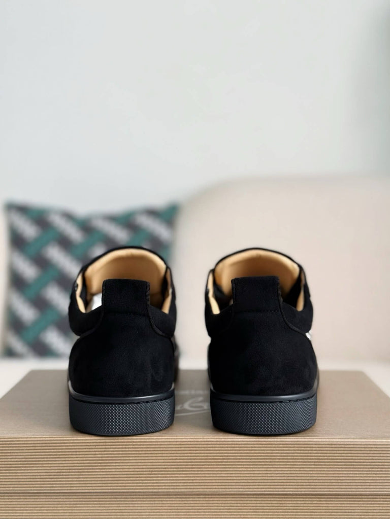 Christian Louboutin Louis Junior Strass Sneaker – Black Suede & Crystals